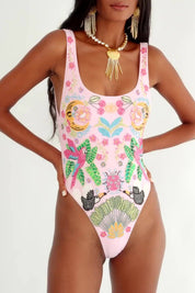 Oceanus Rainforest hand-beaded swimsuit