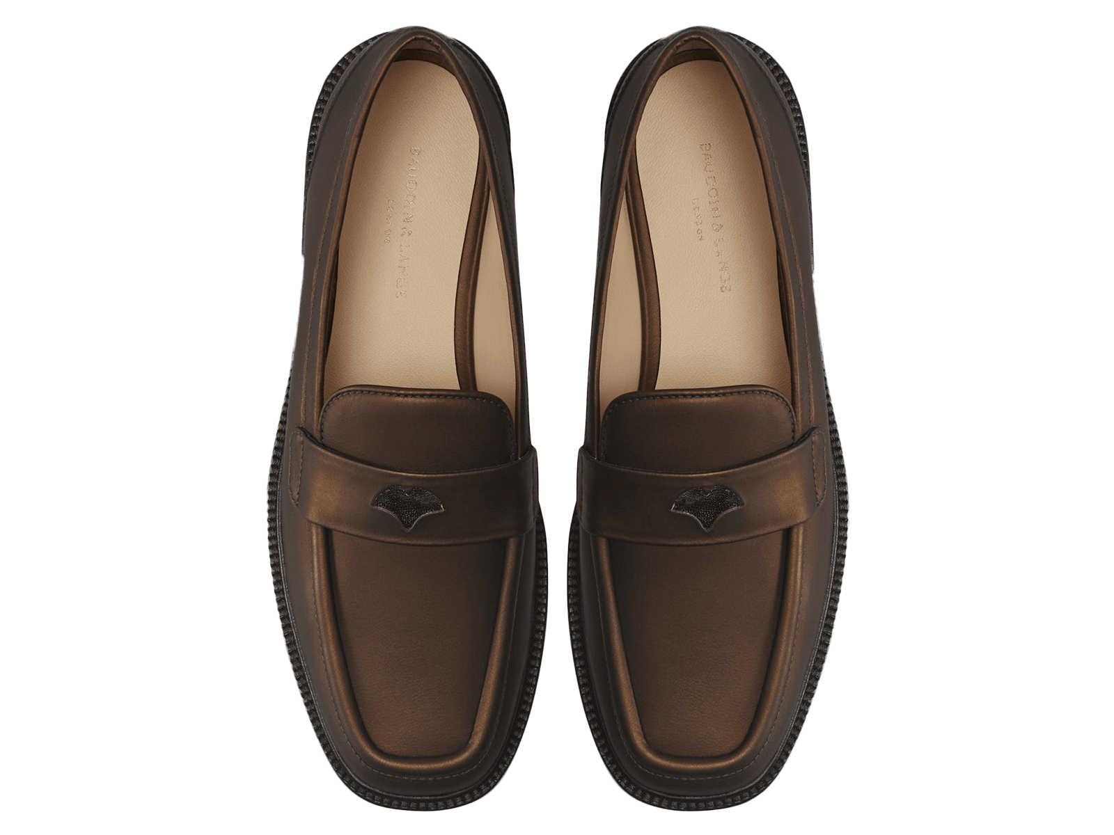 Charlotte Penny Loafers in Copper Translucent Kidskin