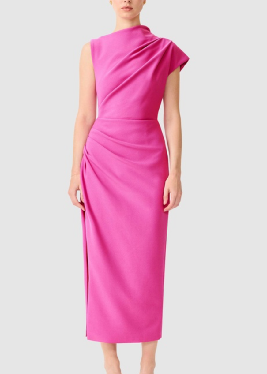 Elliatt Chantal Asymmetrical Midi Dress - Pink Size S/UK8