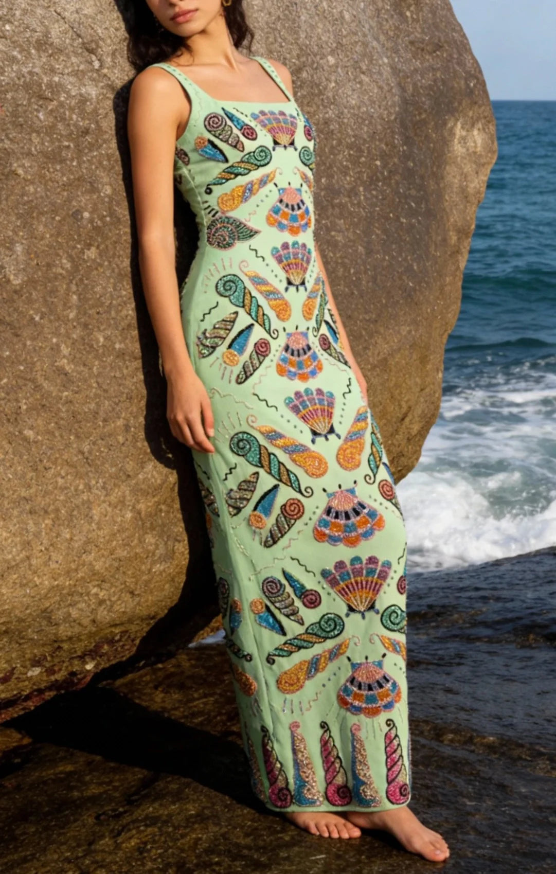 Oceanus Dreamshell Maxi Dress - Green Mint