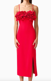 Elliatt Lila Fitted Midi Dress - Red Size S/UK8