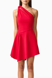 Elliatt Lila Asymmetrical Mini Dress - Red Size S/UK8