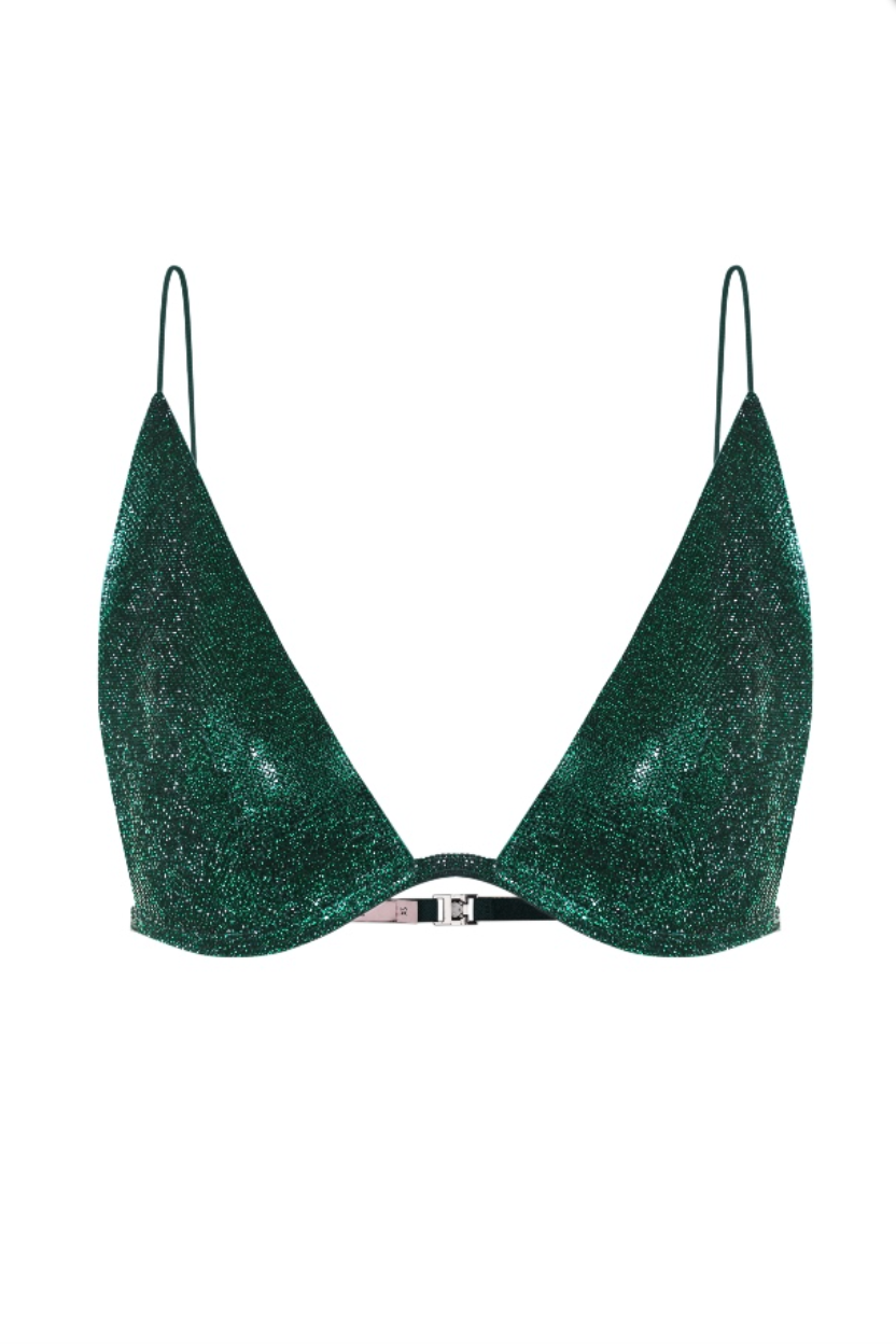 Nué Studio - TRIANGLE BRA LONG - EMERALD - SAMPLE SALE LONDON 