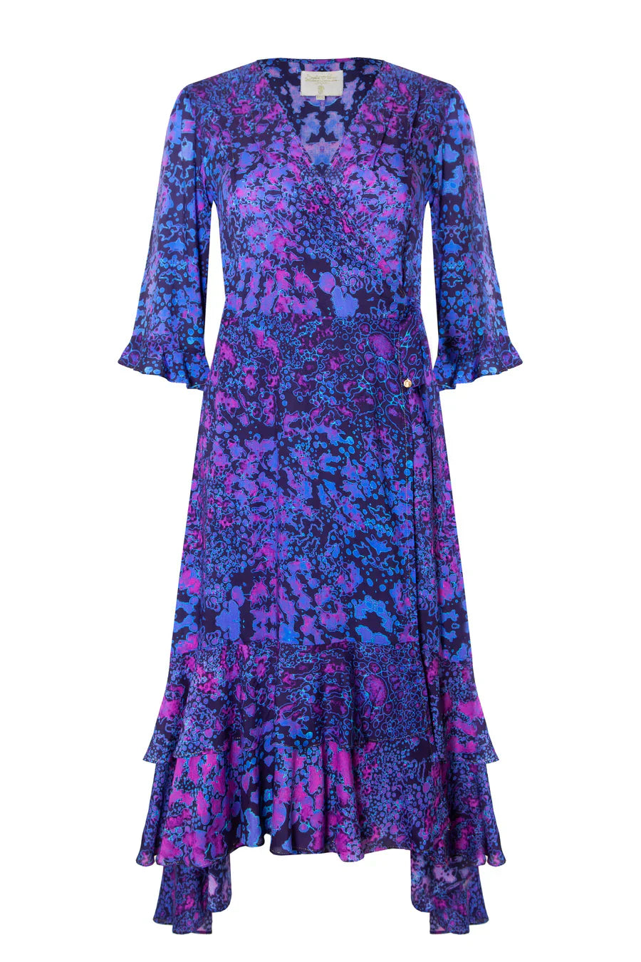 Indigo Leopard Midi Wrap Dress