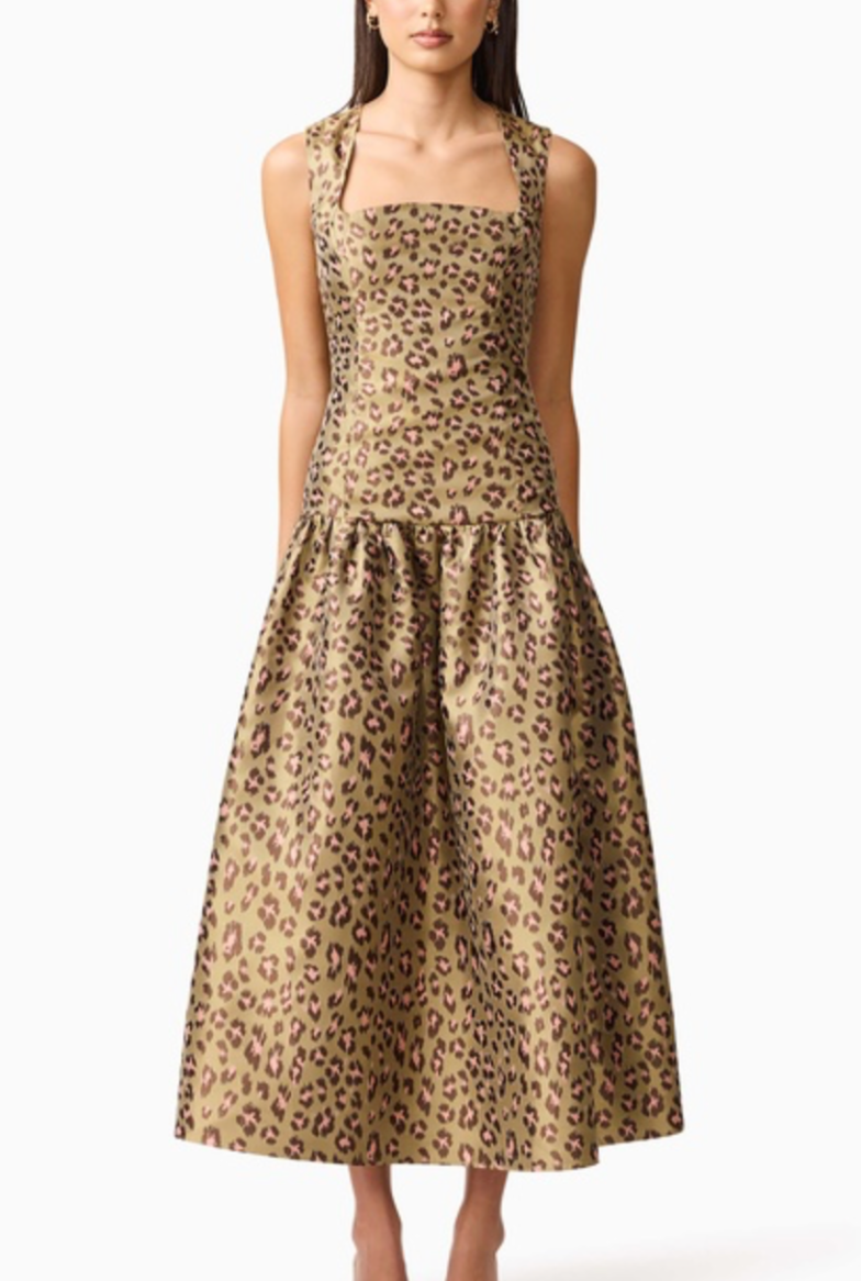 Elliatt Elara Midi Dress - Khaki Size S/UK8