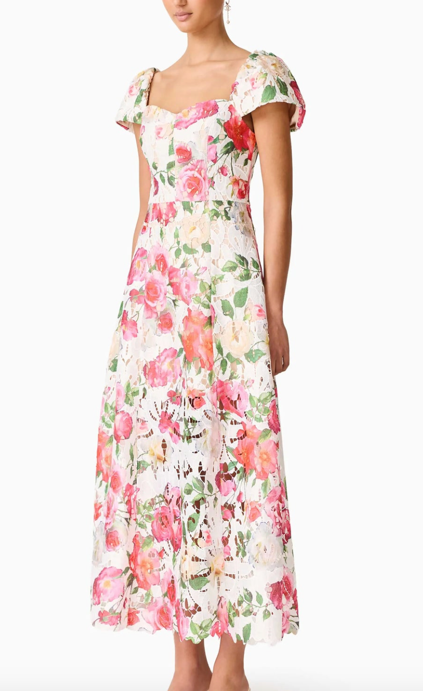 Elliatt Roselle A Line Maxi Dress - White Floral Size S/UK8