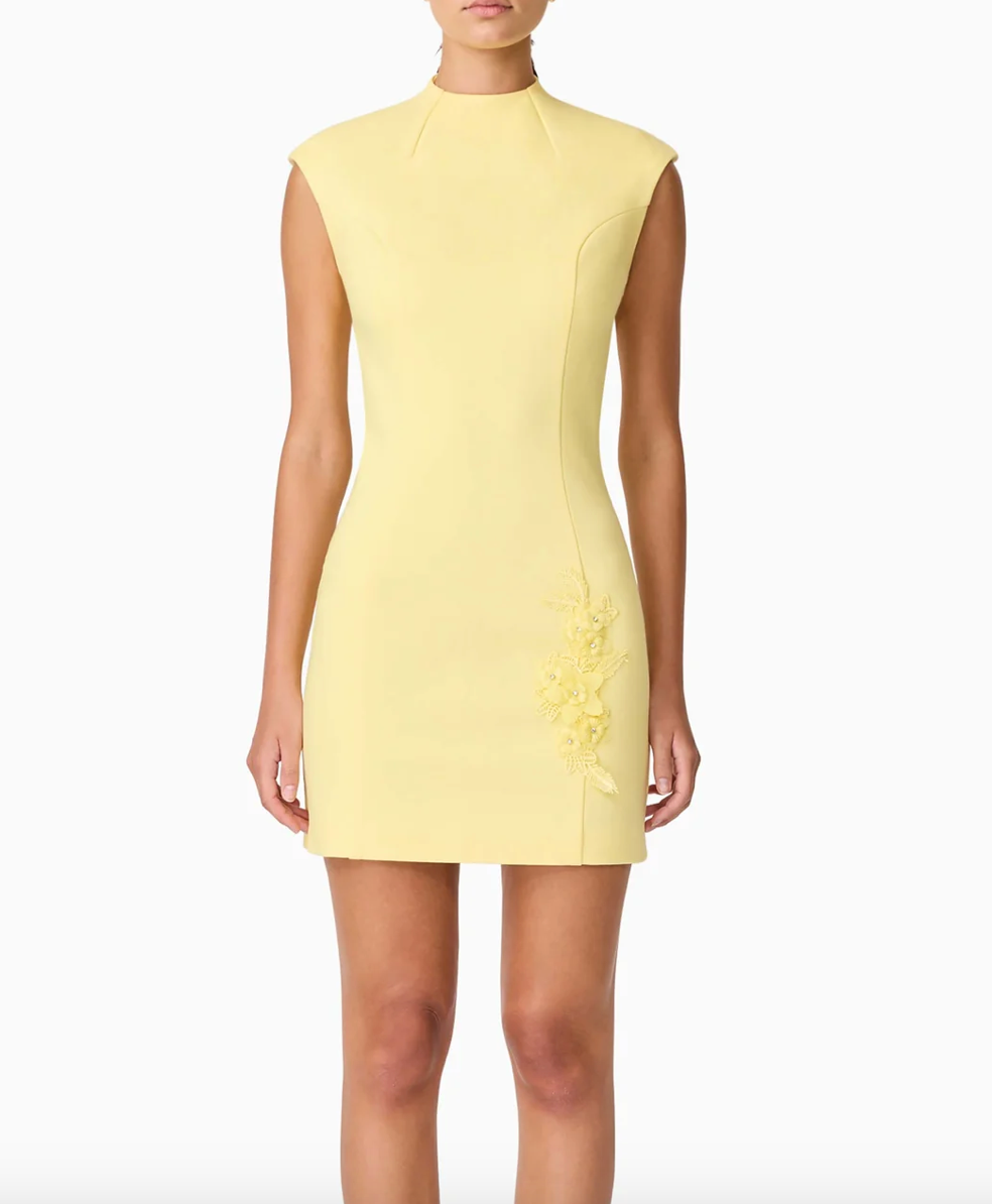 Elliatt Evee High Neck Mini Dress - Yellow Size S/UK8