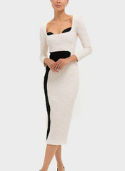 Elliatt Paloma Long Sleeve Midi Dress - Black & White Size S/UK8