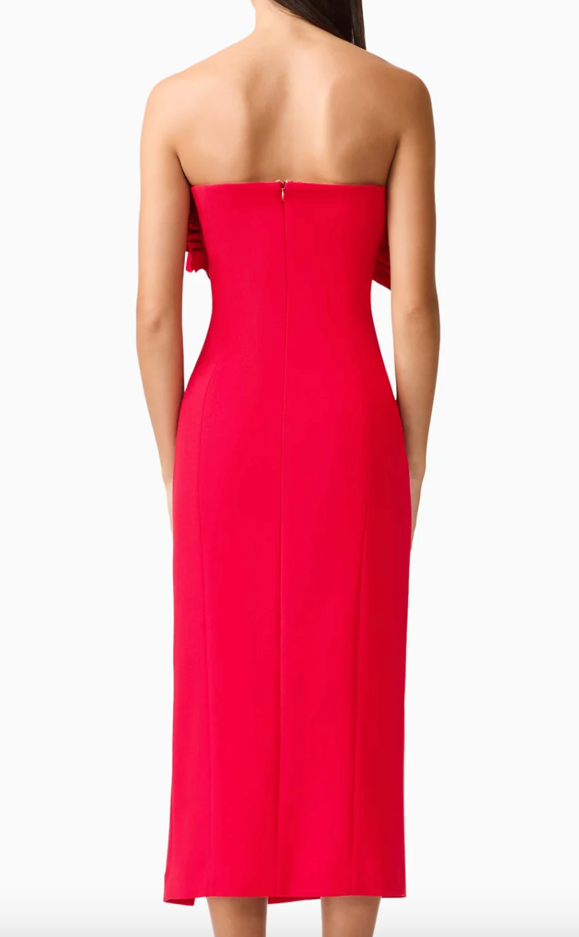 Elliatt Lila Fitted Midi Dress - Red Size S/UK8