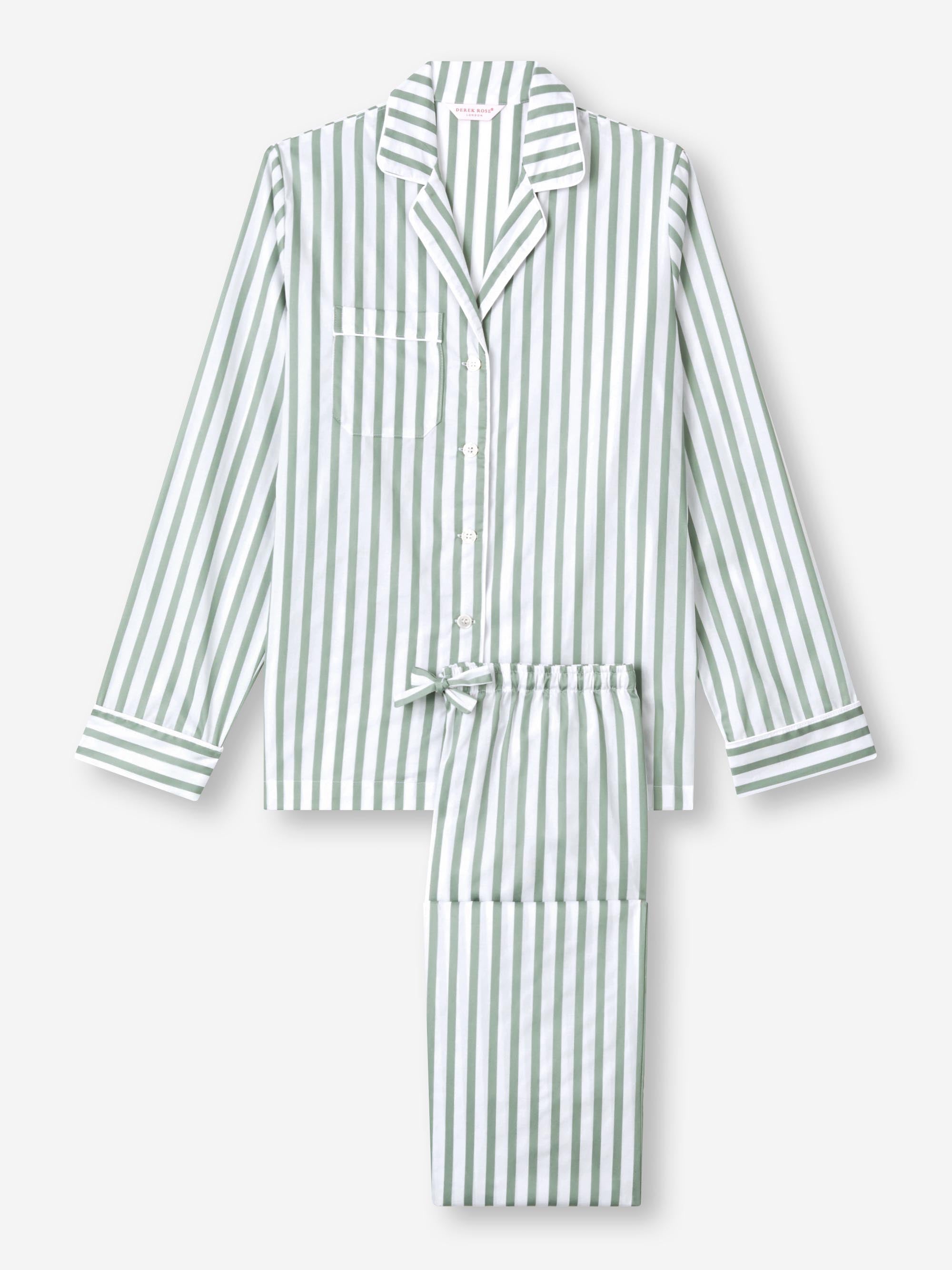 Derek Rose Women's Pyjamas - Green/White Size L