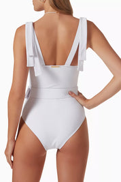 ALEXANDRA AUDREY SWIMSUIT WHITE RIB XS