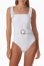 ALEXANDRA AUDREY SWIMSUIT WHITE RIB XS