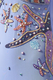 Oceanus Crescent Shell Maxi Dress in Mesh