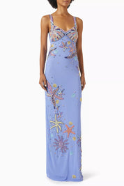 Oceanus Crescent Shell Maxi Dress in Mesh