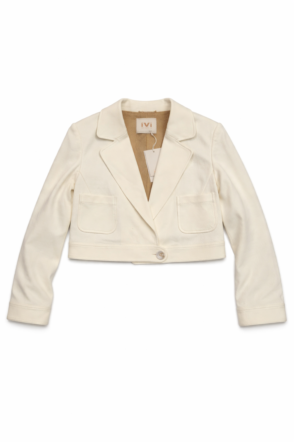 Ivi Collection Solid Jersey off white blazer