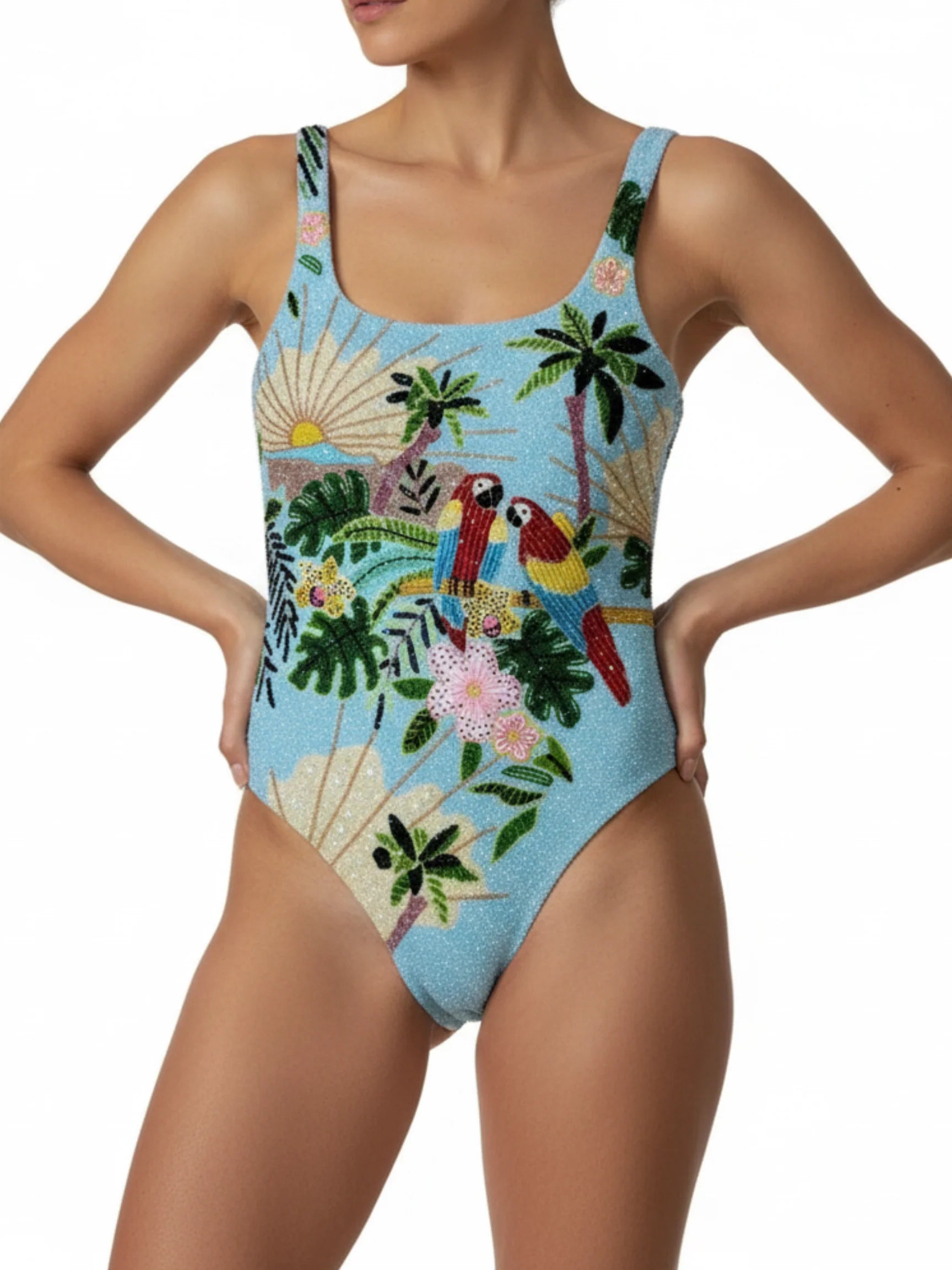 Oceanus Pandora hand-beaded swimsuit