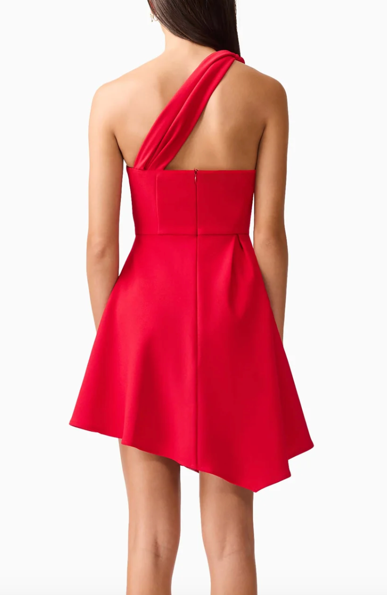 Elliatt Lila Asymmetrical Mini Dress - Red Size S/UK8