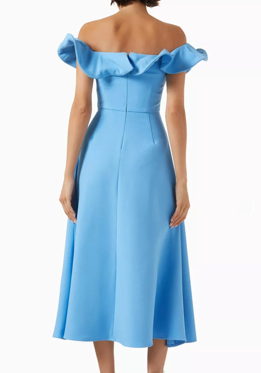 Elliatt Dali Flared Midi Dress - Blue Size S/UK8