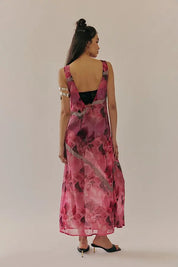 Oceanus bea beaded chiffon maxi dress