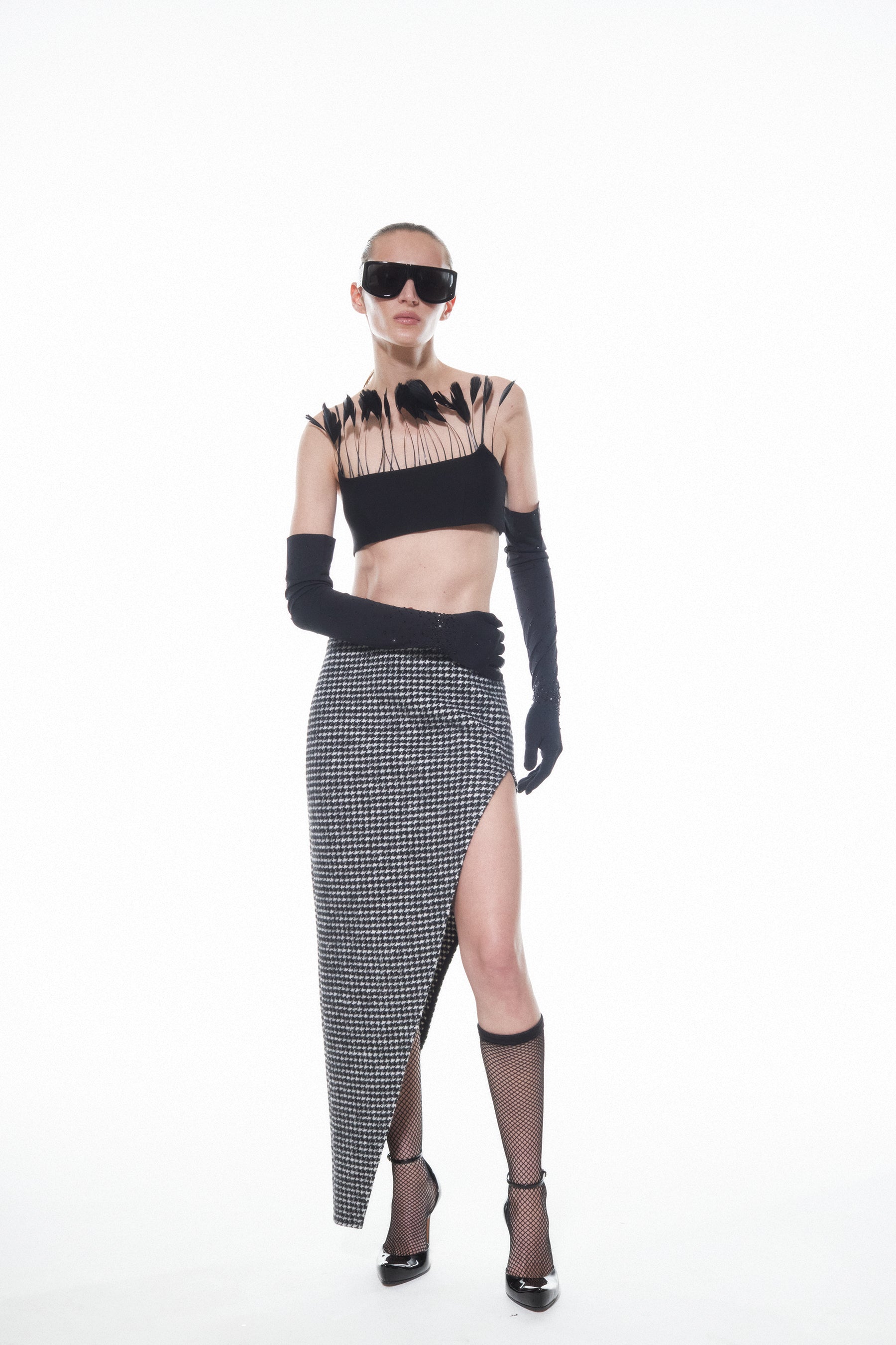 Nué Studio - HOUNDSTOOTH MAXI SKIRT - SAMPLE SALE LONDON 