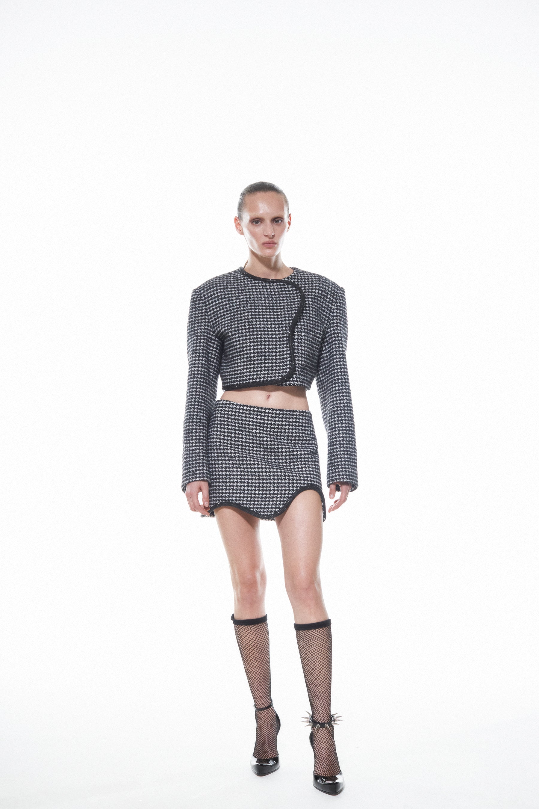 Nué Studio - HOUNDSTOOTH CROPPED BLAZER - SAMPLE SALE LONDON 