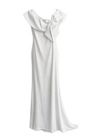 Badgley Mischka Off-Shoulder Bow Applique Gown UK6