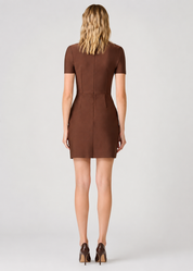 Elliatt CURAAE Khloe Crepe Knit Mini Dress - Brown Size S/UK8