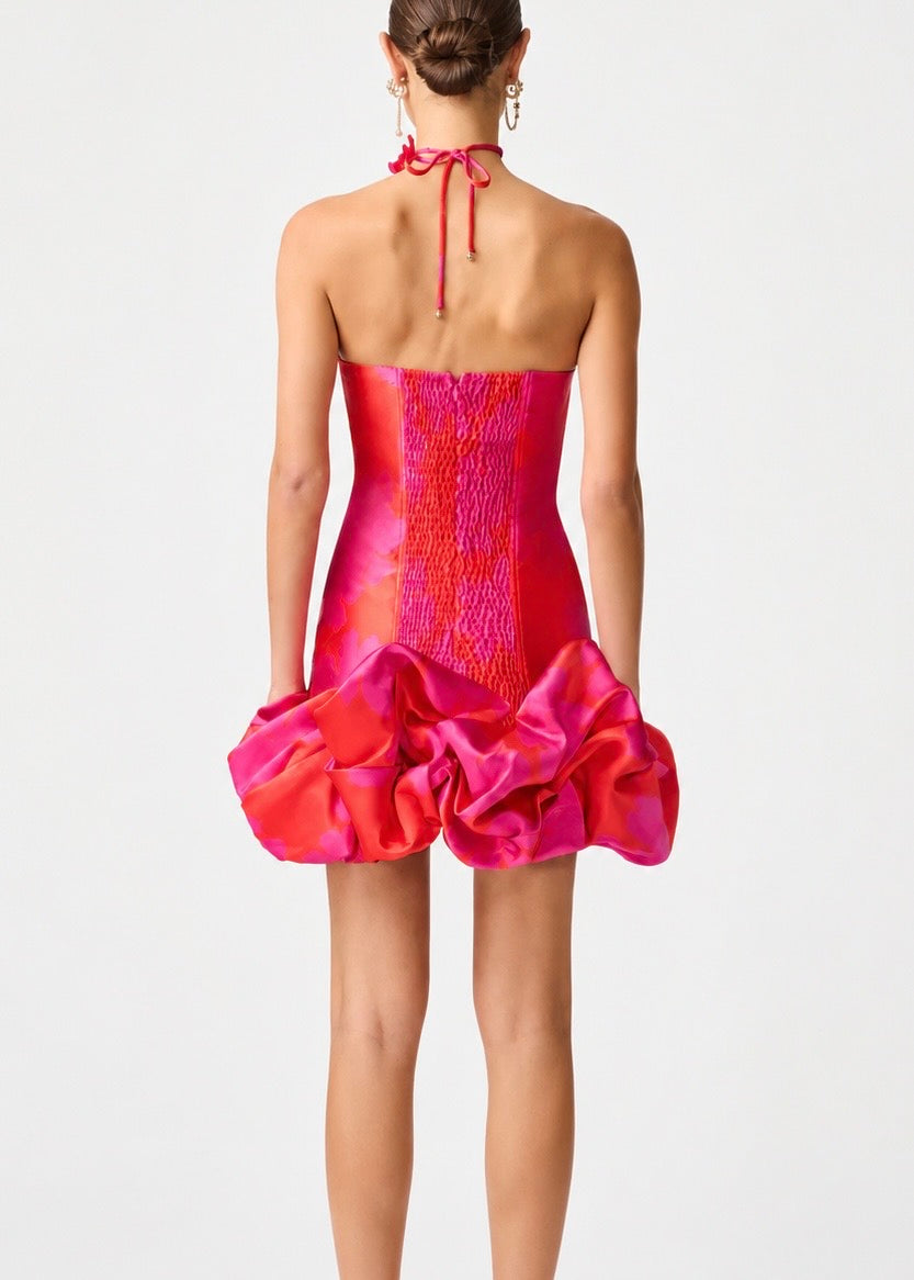 Elliatt Eloise Strapless Mini Dress - Pink & Red Size S/UK8
