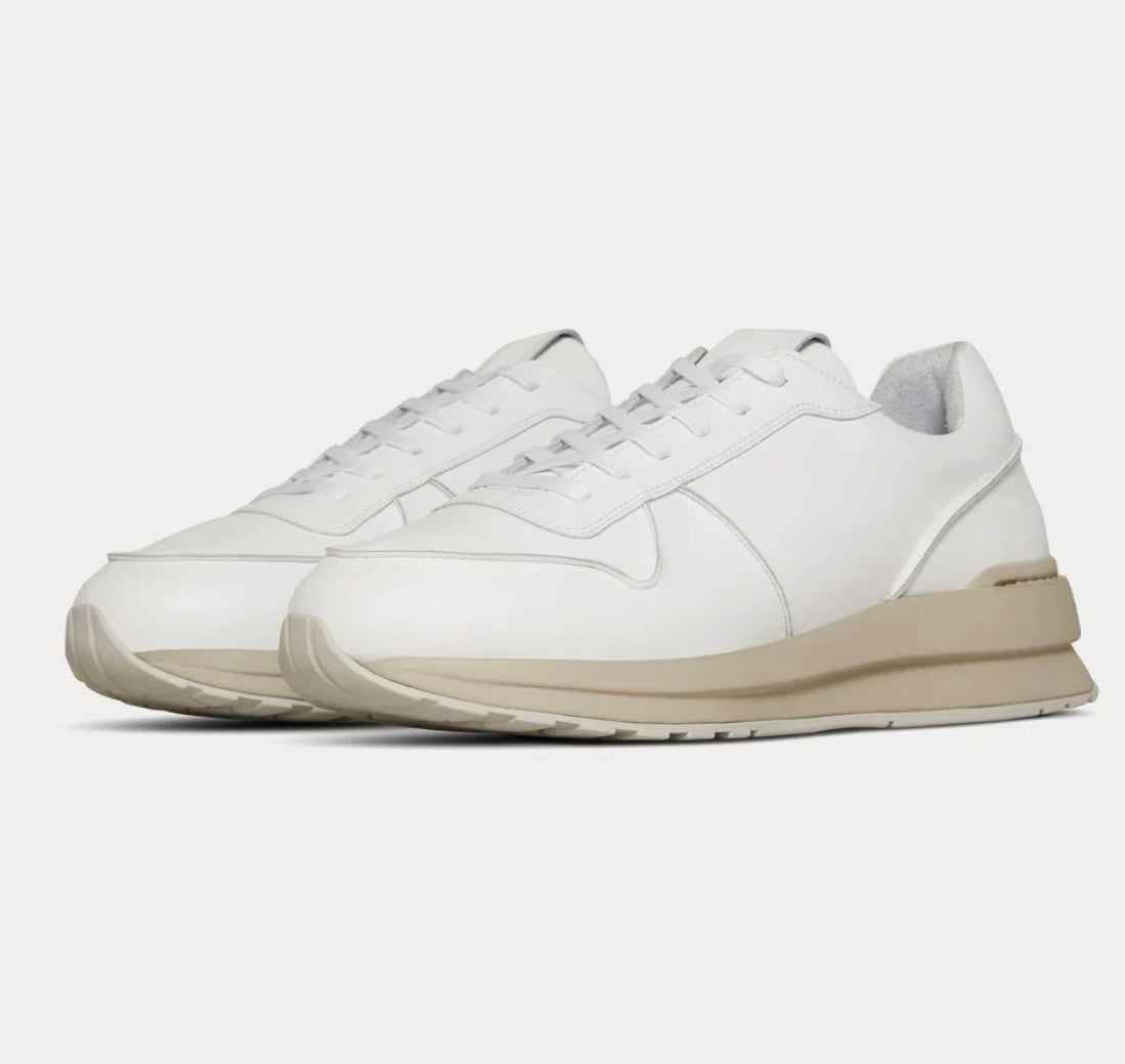 Roscomar white leather and clay sole unisex smart trainers