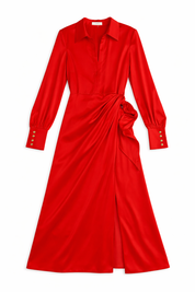 Ivi Collection silk wrap red dress