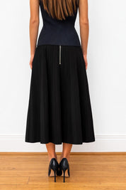 Casasola ribbed black knee length skirt uk8