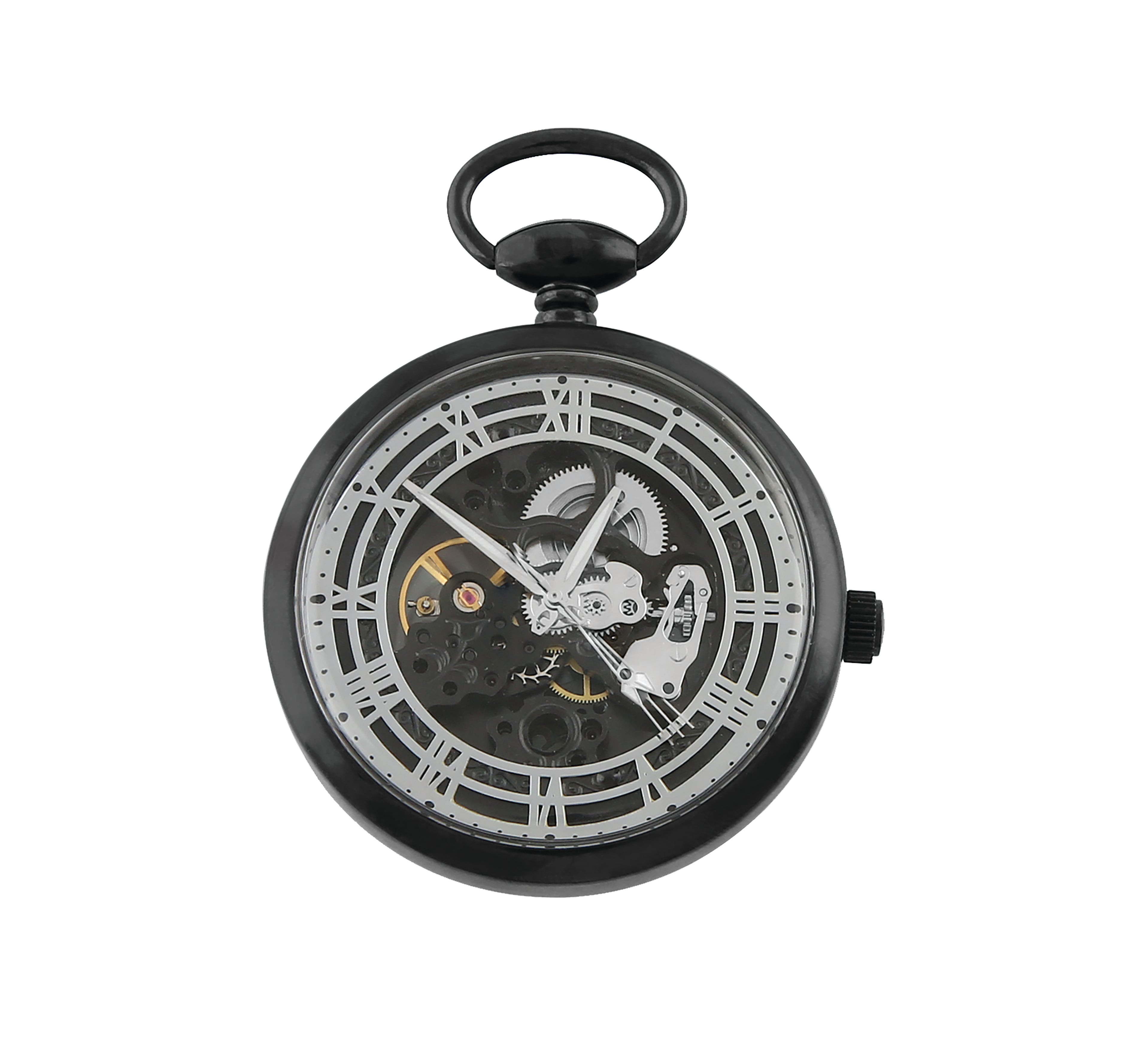 Tateossian Mechanical Skeleton Pocket Watch in Black