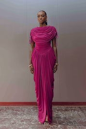 KATU MESH DRESS - PLUM
