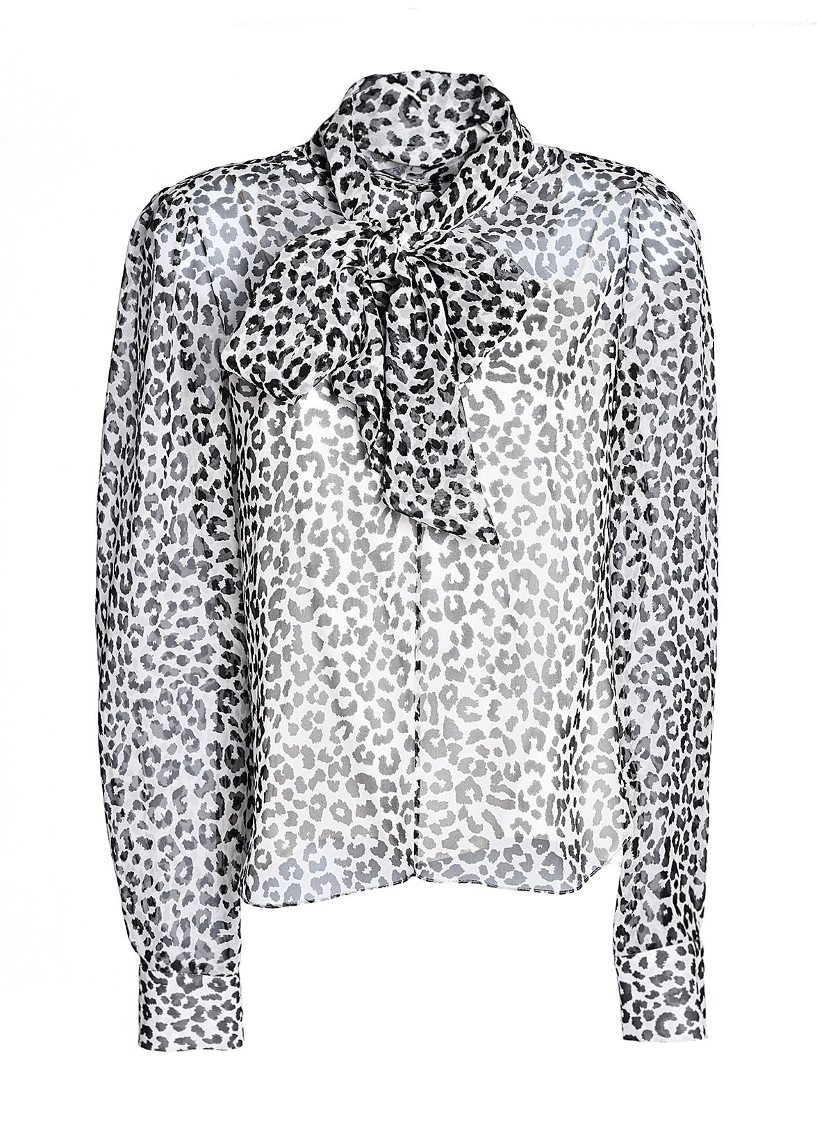 A ghost image of a leopard black and white top.