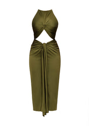 RENI MIDI DRESS - OLIVE