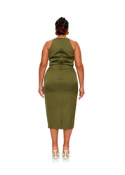 RENI MIDI DRESS - OLIVE