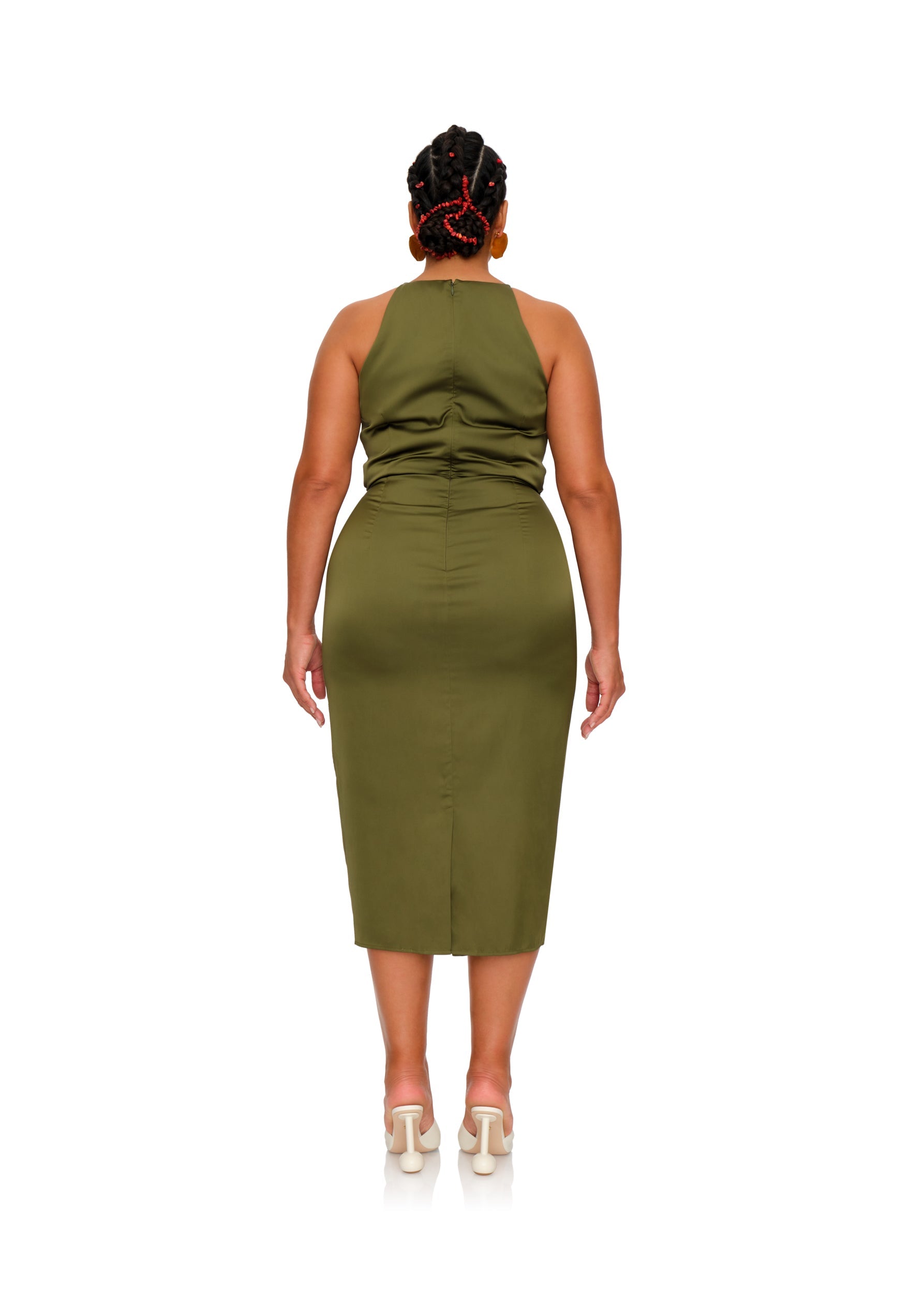 RENI MIDI DRESS - OLIVE