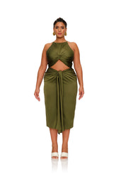 RENI MIDI DRESS - OLIVE