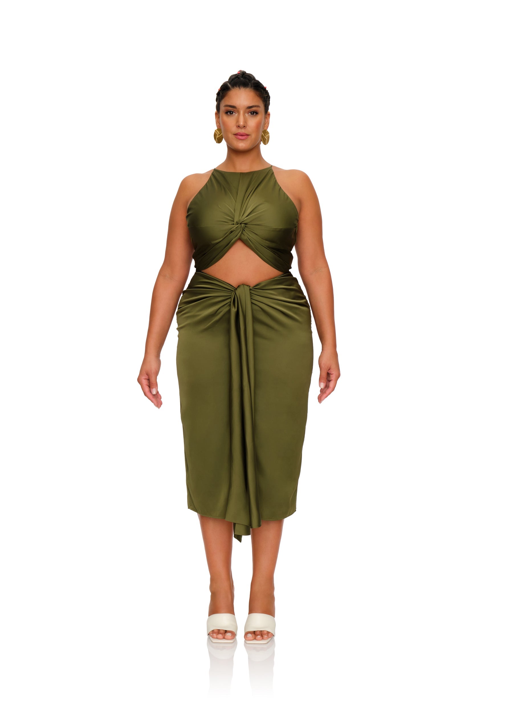 RENI MIDI DRESS - OLIVE