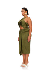RENI MIDI DRESS - OLIVE