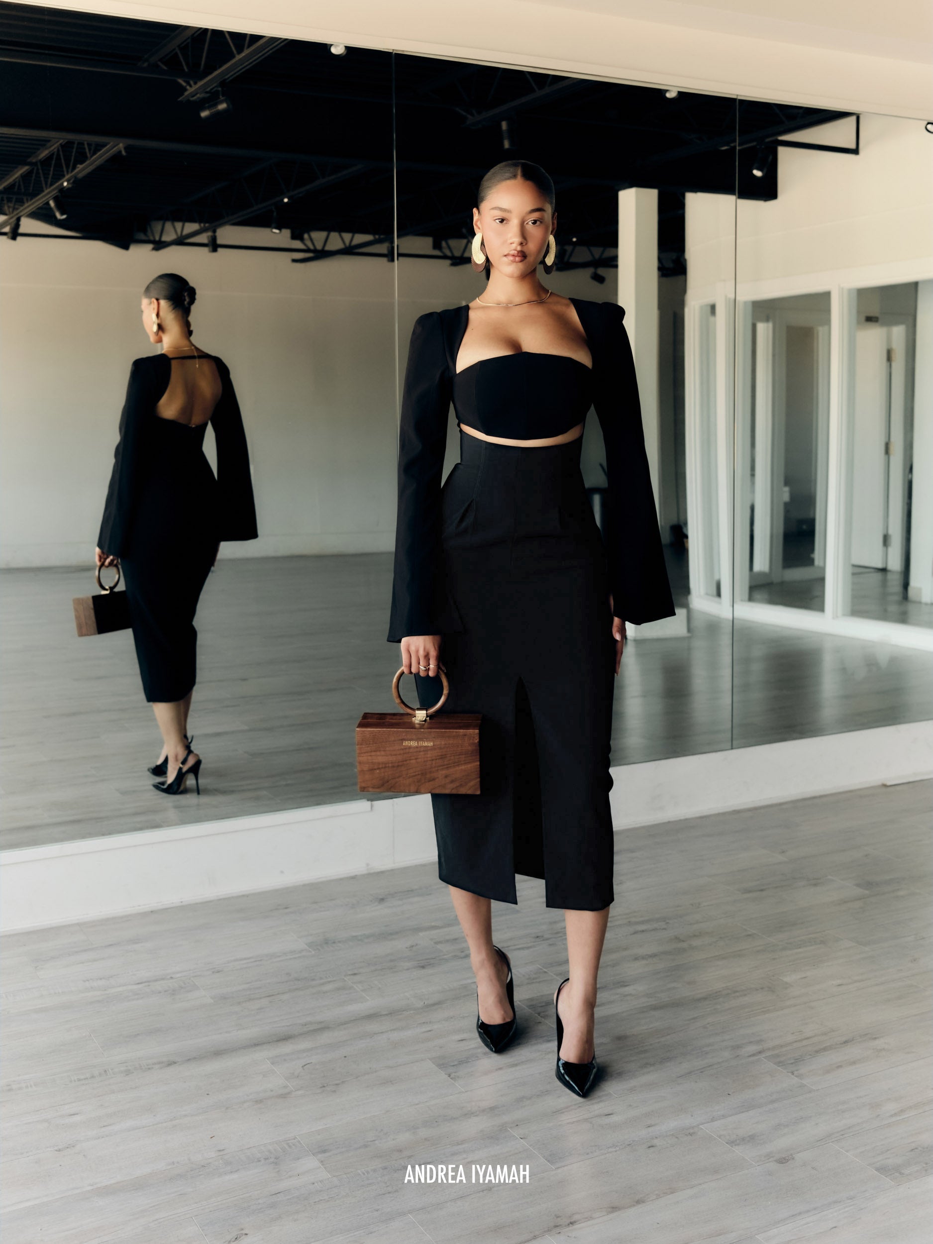 NITA MIDI DRESS - BLACK