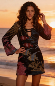 Oceanus Palazzo Beaded Black Mini