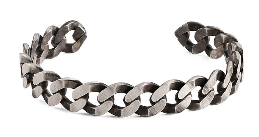 Chain bangle in oxidised sterling silver