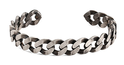 Chain Oxidised Silver Bangle