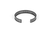 Tateossian Quadratini Bangle in Black IP Steel and Line Pattern (M Size)