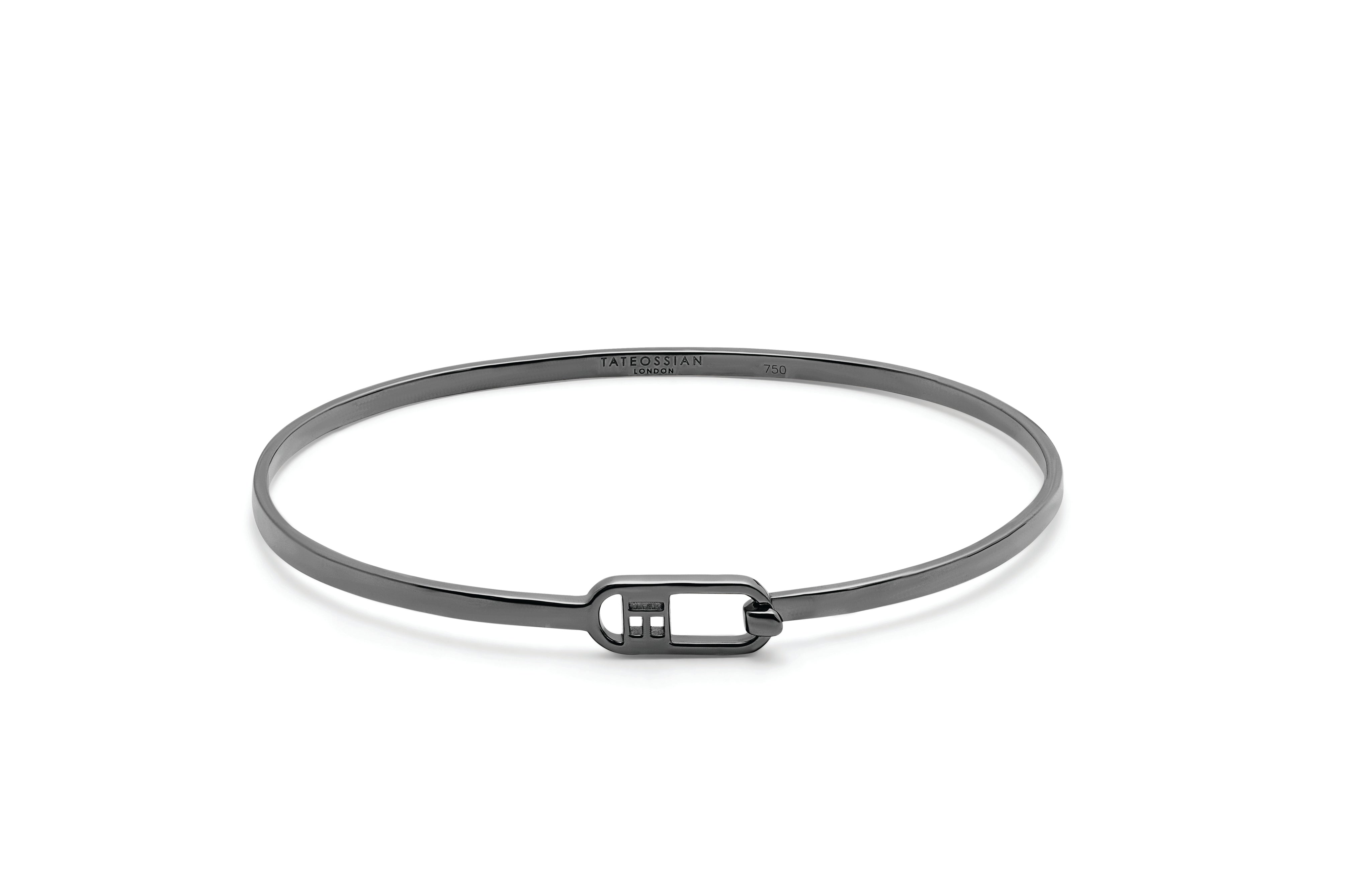 T-bangle in polished black rhodium plated sterling silver