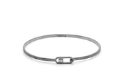 Tateossian T BANGLE in Brushed Finish with Black Rhodium Plated Sterling Silver (S Size)