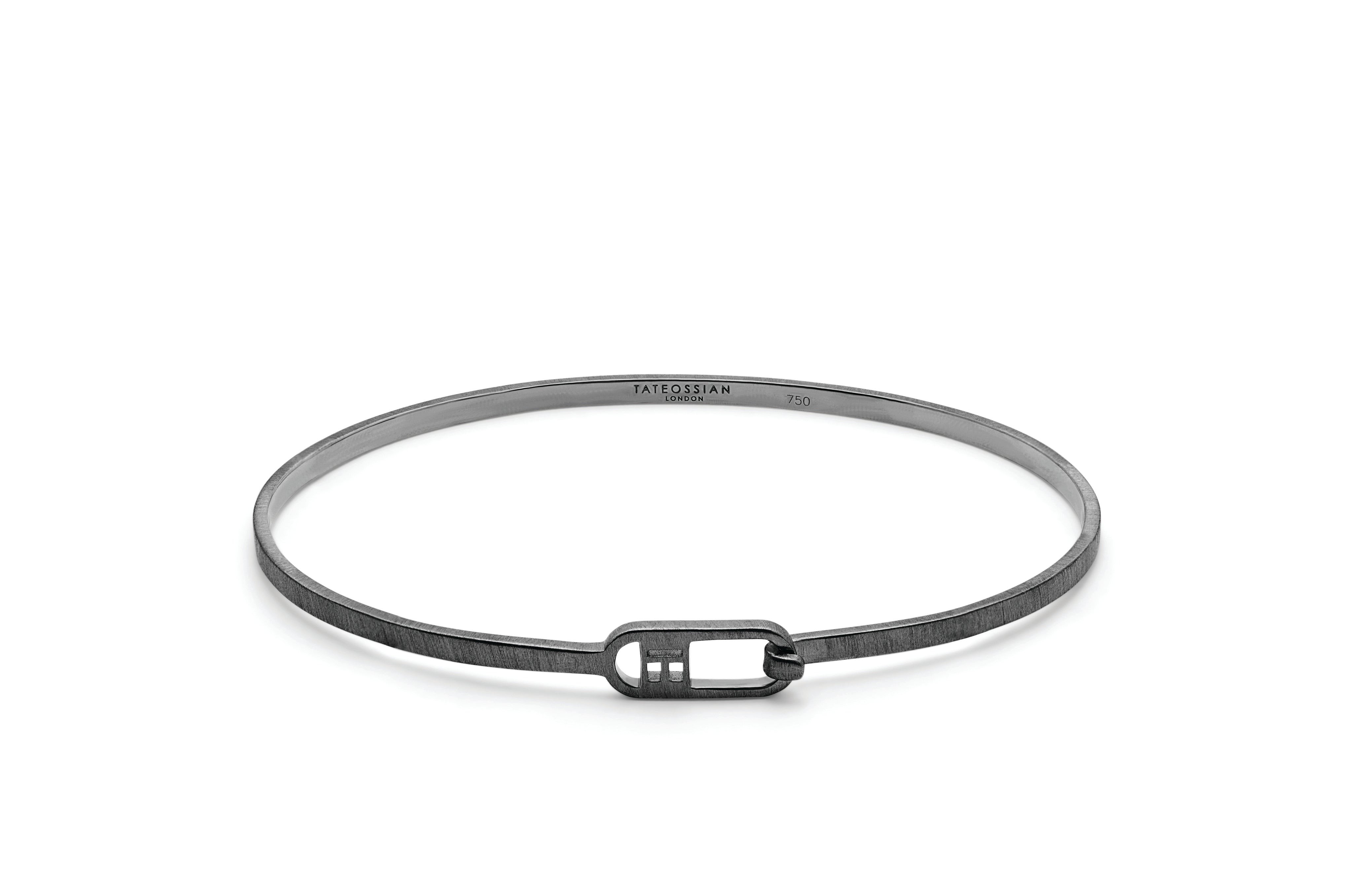T Bangle in Brushed Finish with Black Rhodium Plated Sterling Silver