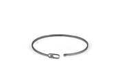 Tateossian T Bangle in Hammered Finish with Black Rhodium Plated Sterling Silver (M Size)