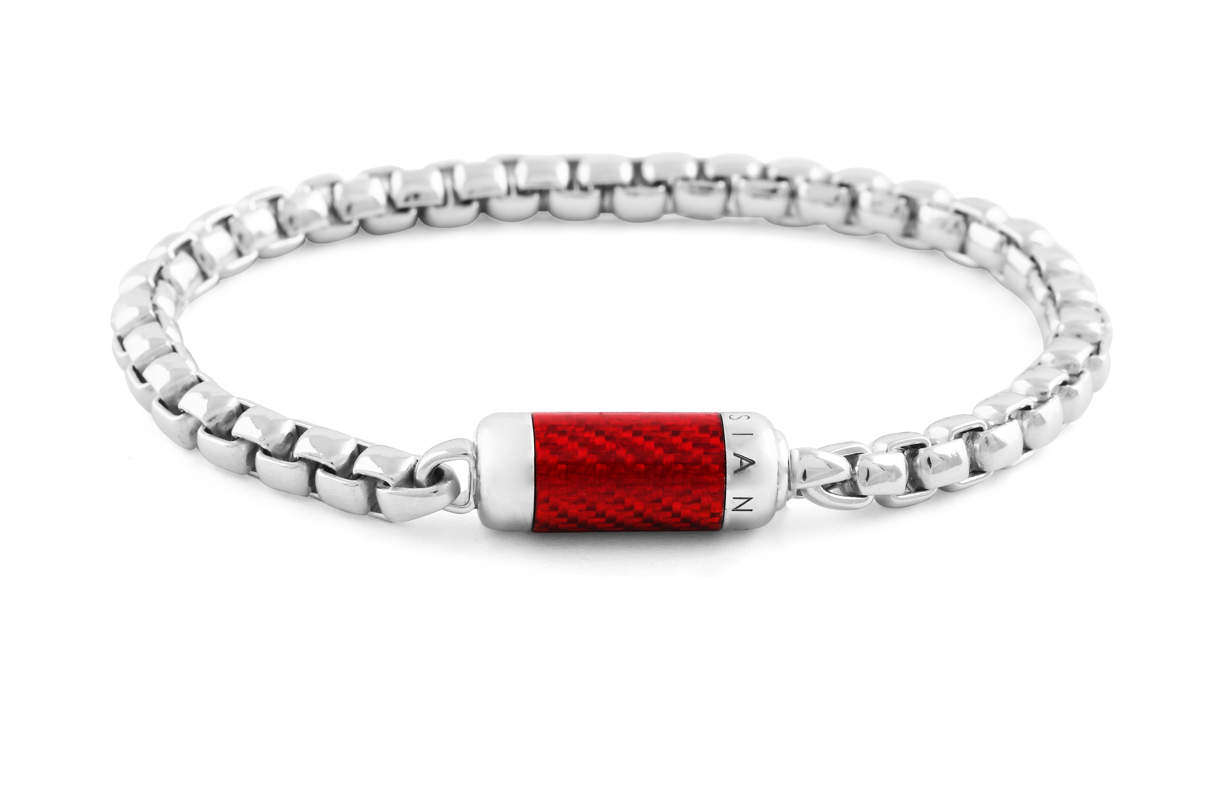 Montecarlo Silver Chain Bracelet in Red